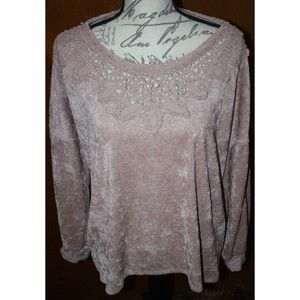 Maurices Women's Pink Pullover Sweater Sz XL LS Applique Neck Sparkles